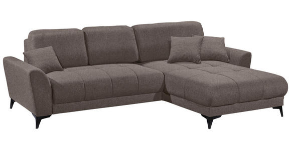 ECKSOFA in Webstoff Dunkelbraun  - Dunkelbraun/Schwarz, KONVENTIONELL, Kunststoff/Textil (281/189cm) - Carryhome