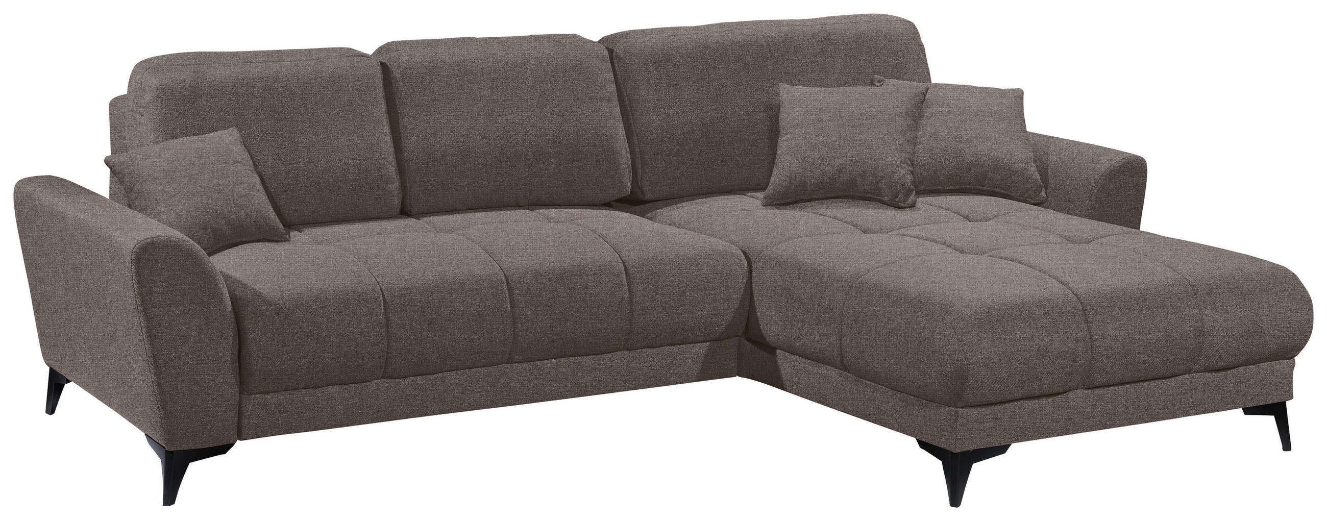 ECKSOFA in Webstoff Dunkelbraun  - Dunkelbraun/Schwarz, Konventionell, Kunststoff/Textil (281/189cm) - Carryhome