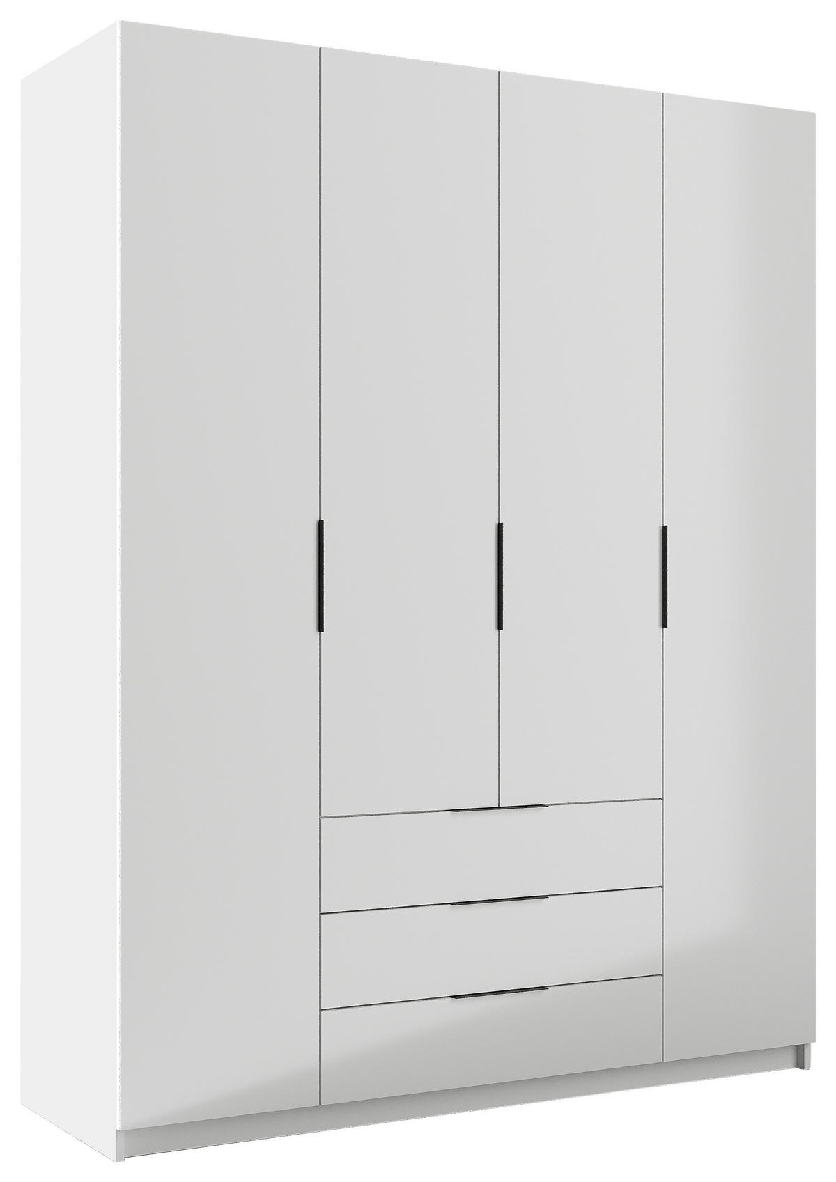 KLEIDERSCHRANK 168/220/60 cm,  in Weiß, Weiß Hochglanz, 4-türig  - Chromfarben/Weiß Hochglanz, KONVENTIONELL, Glas/Holzwerkstoff (168/220/60cm) - Boxxx