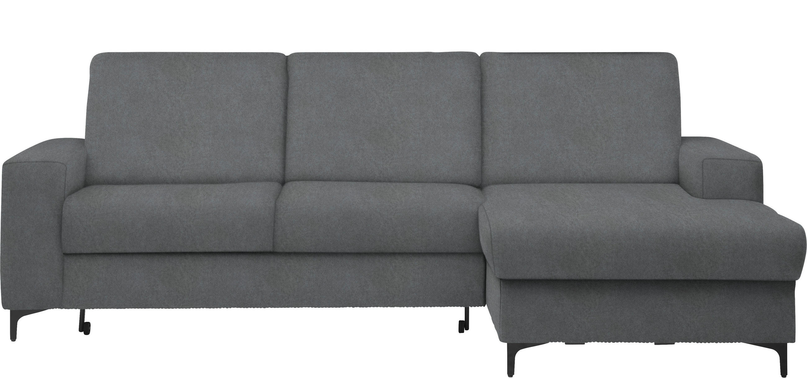 ECKSOFA Grau Velours  - Schwarz/Grau, KONVENTIONELL, Textil/Metall (247/167cm) - Stylife