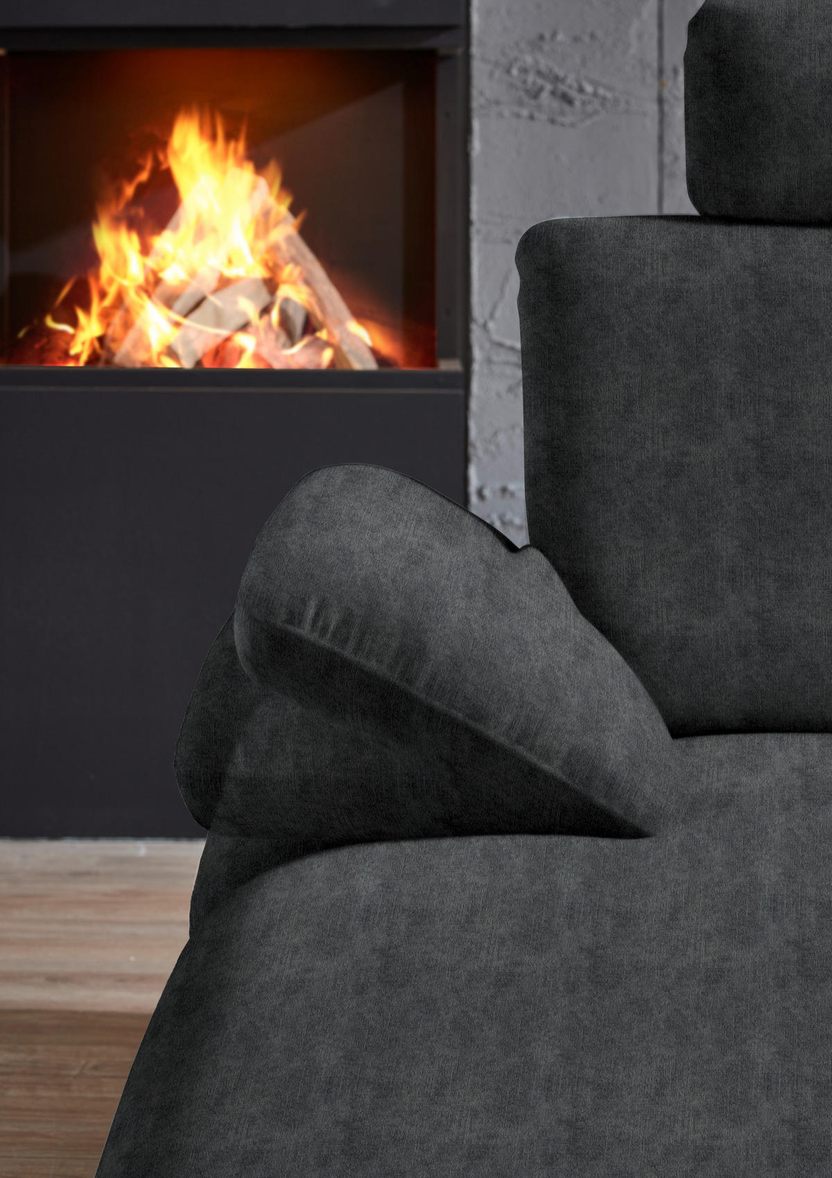 WOHNLANDSCHAFT in Velours Anthrazit  - Anthrazit/Schwarz, Design, Textil/Metall (180/344/208cm) - Dieter Knoll