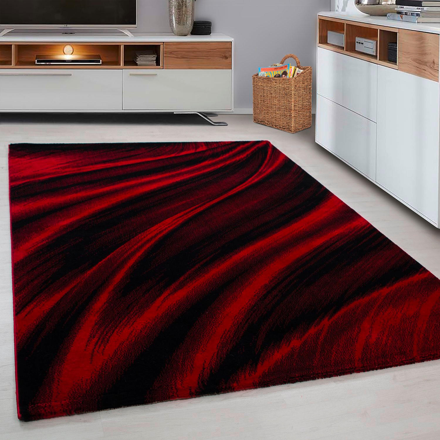 Thumbnail - Ayyildiz  Webteppich Miami, Rot, Textil, Wellen, rechteckig, 160x230 cm, Oeko-Tex® Standard 100, für Fußbodenheizung gee...