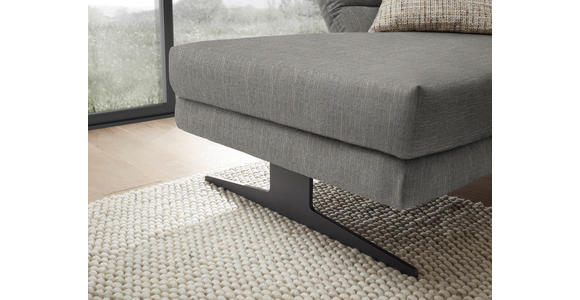 ECKSOFA Hellgrau Flachgewebe  - Hellgrau/Schwarz, Design, Textil/Metall (176-217/279-327cm) - Dieter Knoll