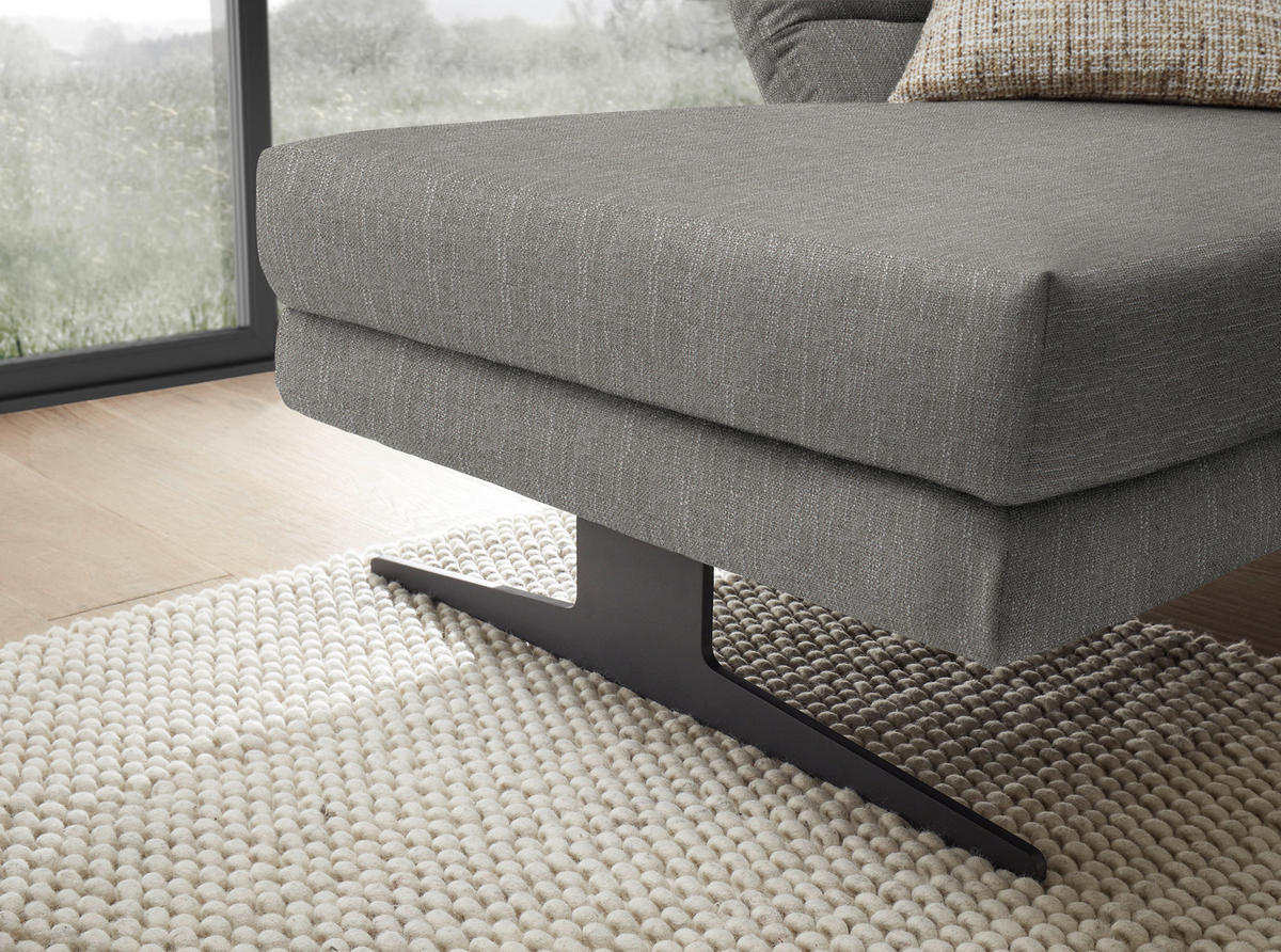 ECKSOFA in Flachgewebe Hellgrau  176-217/279-327 cm  - Hellgrau/Schwarz, Design, Textil/Metall (176-217/279-327cm) - Dieter Knoll