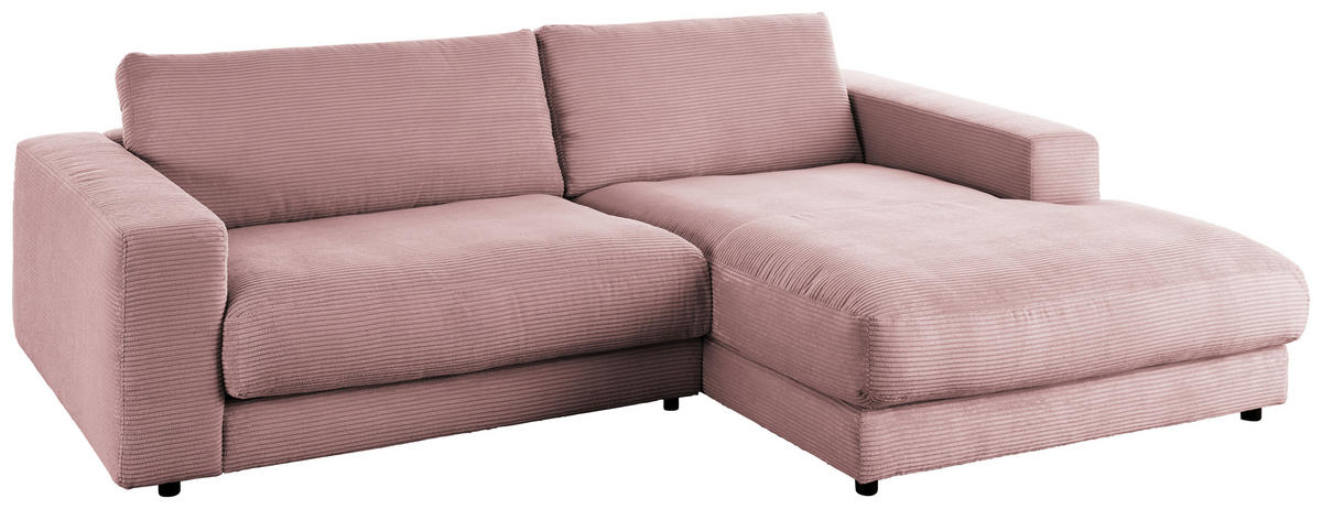 ECKSOFA in Cord Rosa  - Schwarz/Rosa, Design, Kunststoff/Textil (270/190cm) - Lomoco
