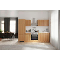 KÜCHENBLOCK 270 cm   in Buchefarben  - Edelstahlfarben/Beige, MODERN, Holzwerkstoff/Kunststoff (270cm) - FlexWell