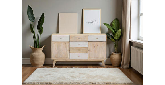 SIDEBOARD Kata  in 140/80/41 cm  - Naturfarben/Weiß, Design, Holz (140/80/41cm) - Landscape
