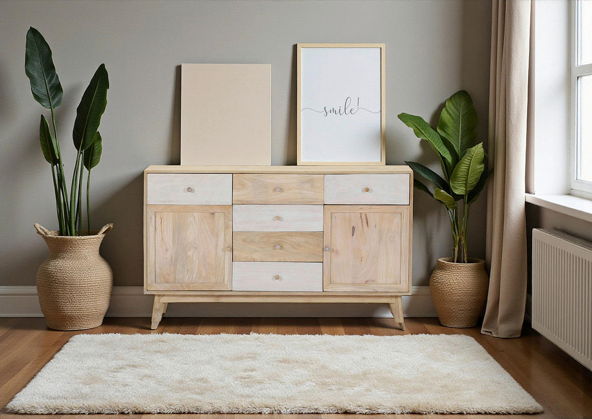 SIDEBOARD Kata  in 140/80/41 cm  - Naturfarben/Weiß, Design, Holz (140/80/41cm) - Landscape