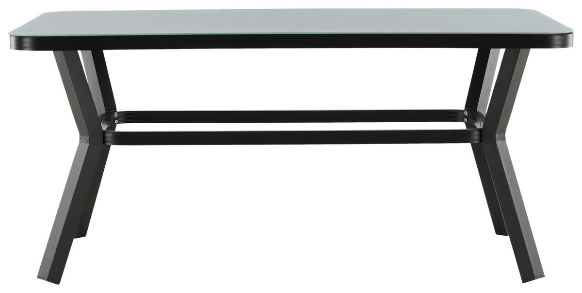 GARTENTISCH 160/90/74 cm Metall, Glas rechteckig  - Schwarz/Grau, KONVENTIONELL, Glas/Metall (160/90/74cm) - Gardenson