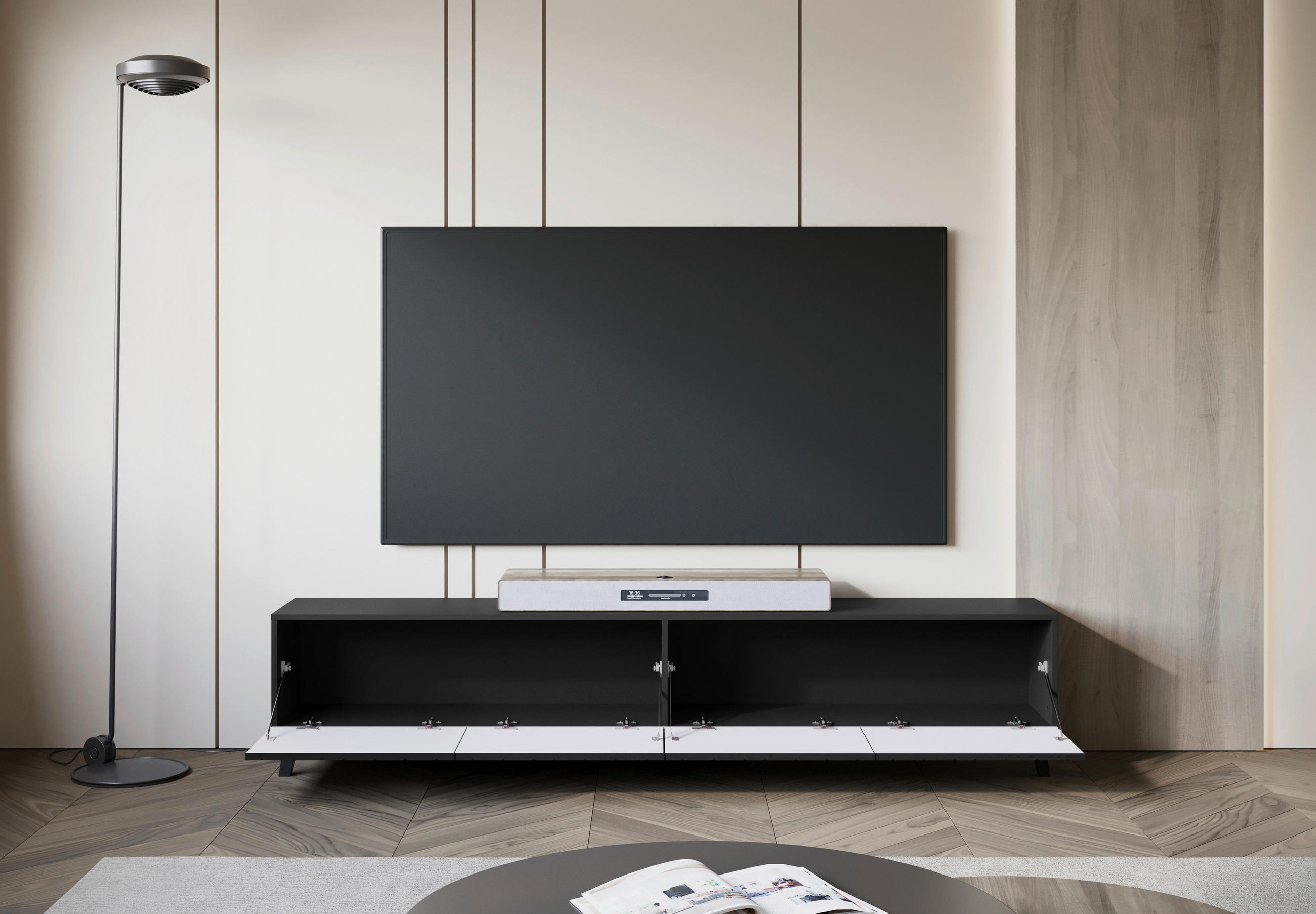 TV-BÄNK i 190/42/32,5 cm - svart, Design, trämaterial/plast (190/42/32,5cm) - Livetastic