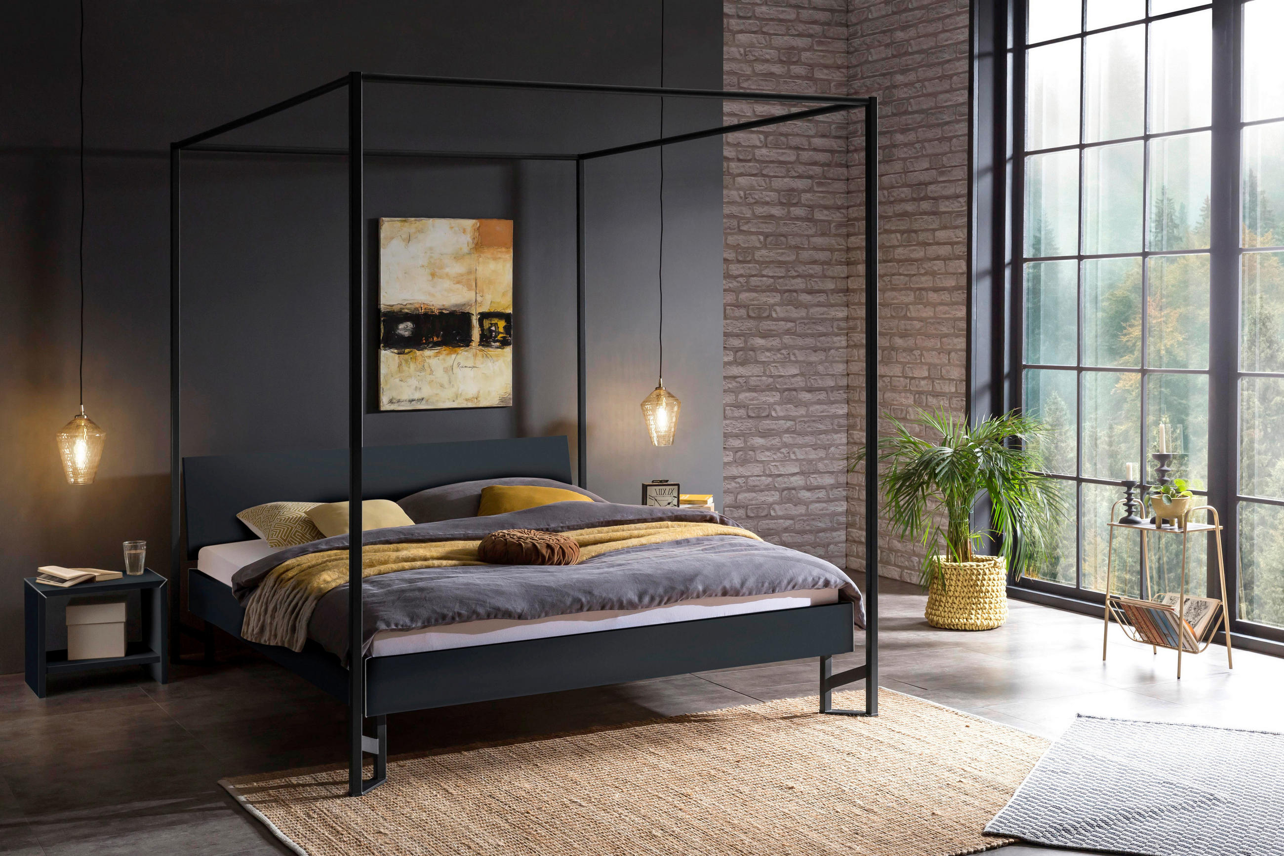 HIMMELBETT 140/200 cm  in Anthrazit  - Anthrazit, Design, Holzwerkstoff/Metall (140/200cm) - Hasena
