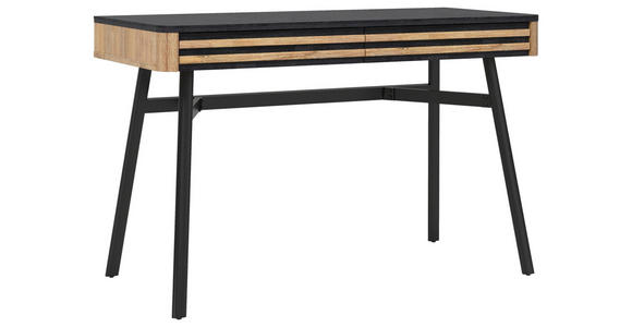 SCHREIBTISCH 120/55/76 cm  in Schwarz, Akaziefarben  - Schwarz/Akaziefarben, LIFESTYLE, Holz/Metall (120/55/76cm) - Landscape