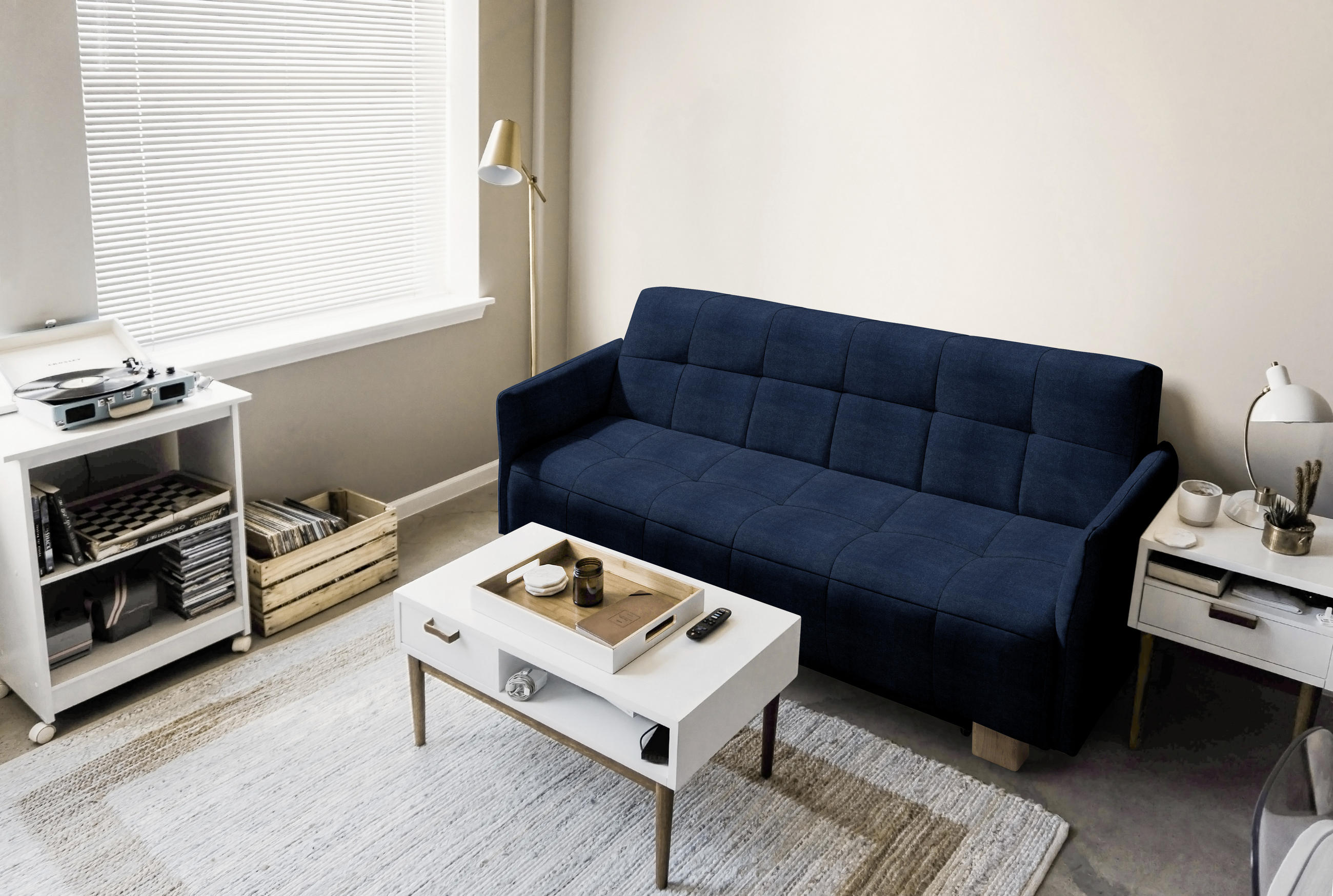 SCHLAFSOFA Dunkelblau  - Naturfarben/Dunkelblau, Design, Holz/Textil (165/92/102cm) - Novel