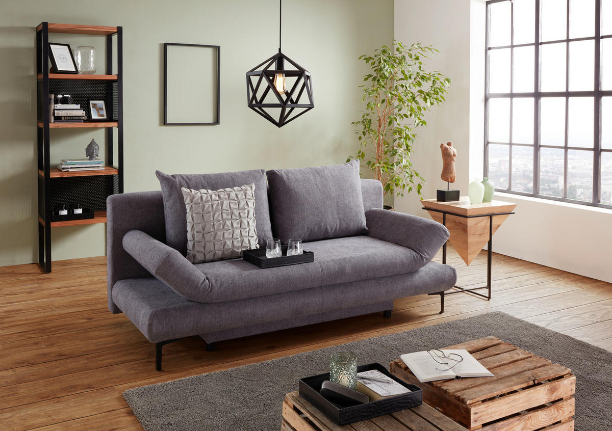 BÄDDSOFFA i flatväv mörkgrå  - mörkgrå/ljusgrå, Modern, metall/textil (191/42-76/86cm) - MID.YOU