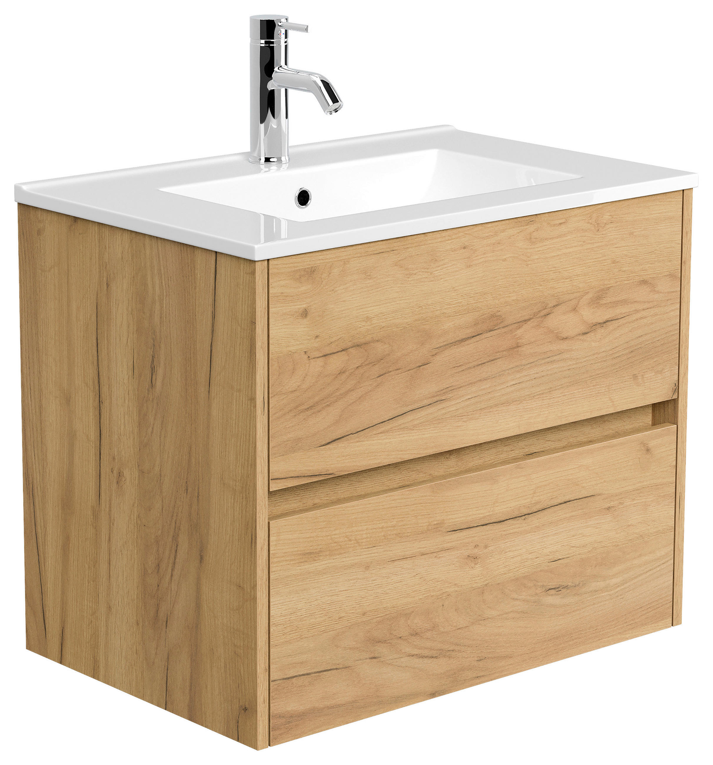 WASCHTISCHKOMBI 70 cm  - Eichefarben/Weiß, MODERN, Keramik/Holzwerkstoff (70cm) - MID.YOU