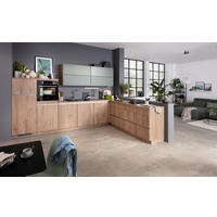 ECKKÜCHE  in Grün, Eichefarben  - Eichefarben/Grün, Basics, Holzwerkstoff - Venda