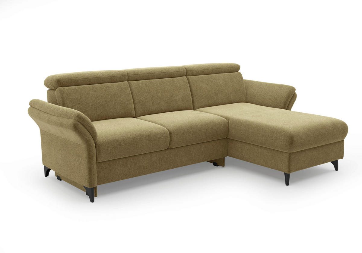 ECKSOFA Flachgewebe Olivgrün  - Schwarz/Olivgrün, Konventionell, Textil/Metall (253/166cm) - Sit & More
