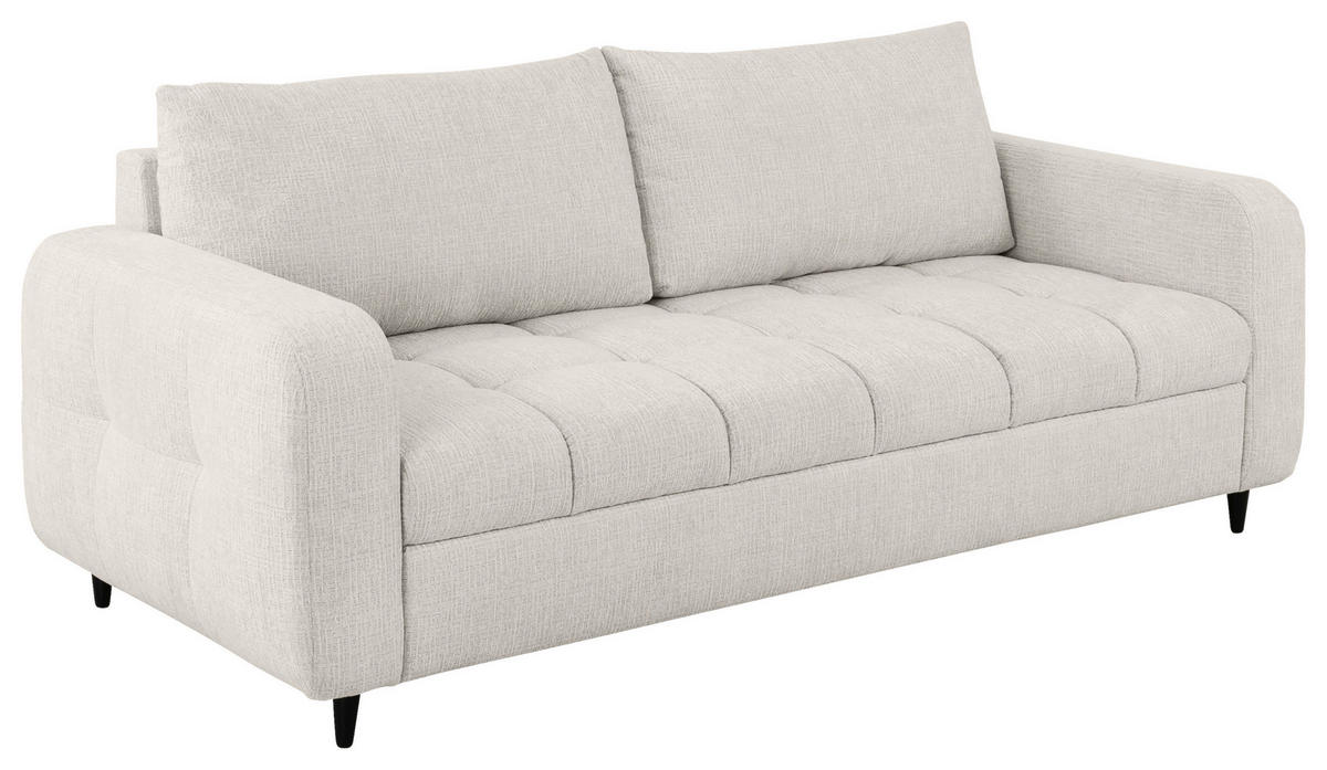 2,5-SITZER Flachgewebe Perlmutt  - Perlmutt/Schwarz, Design, Holz/Textil (209/88/101cm) - Lomoco