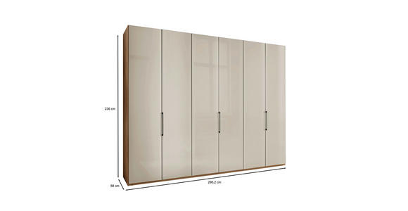 FALTTÜRENSCHRANK in Champagner, Eiche Bianco - Schieferfarben/Eiche Bianco, KONVENTIONELL, Glas/Holzwerkstoff (300/236/58cm) - Dieter Knoll