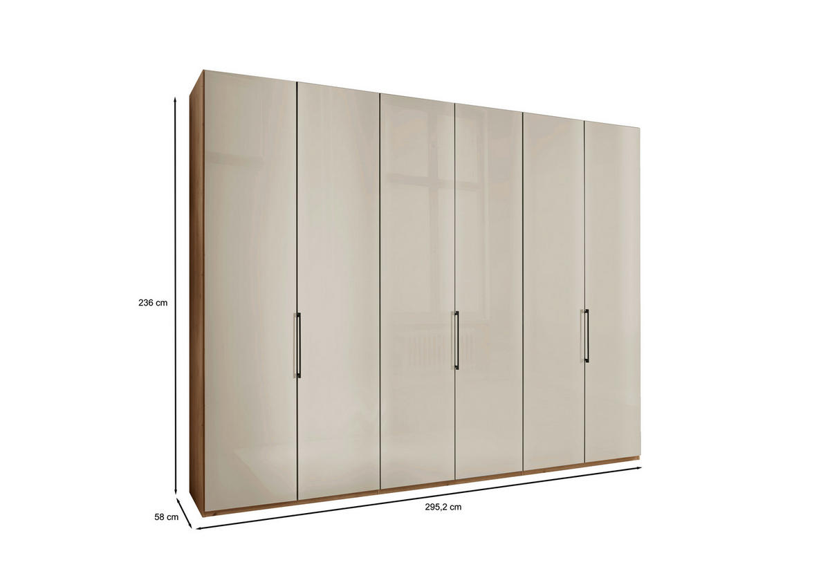 FALTTÜRENSCHRANK  in Champagner, Eiche Bianco  - Schieferfarben/Eiche Bianco, KONVENTIONELL, Glas/Holzwerkstoff (300/236/58cm) - Dieter Knoll