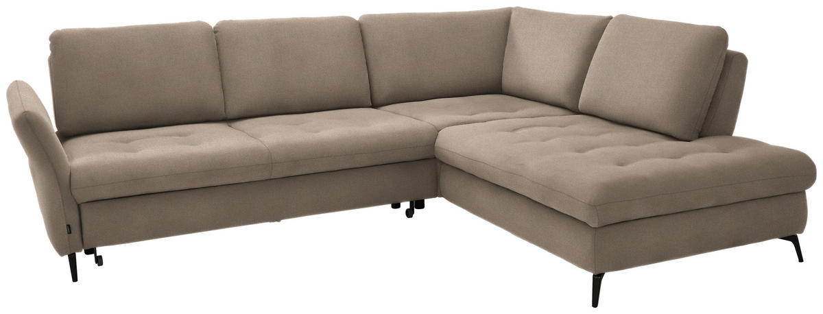 ECKSOFA in Flachgewebe Beige  - Beige/Schwarz, Natur, Textil/Metall (288/233cm) - Valnatura