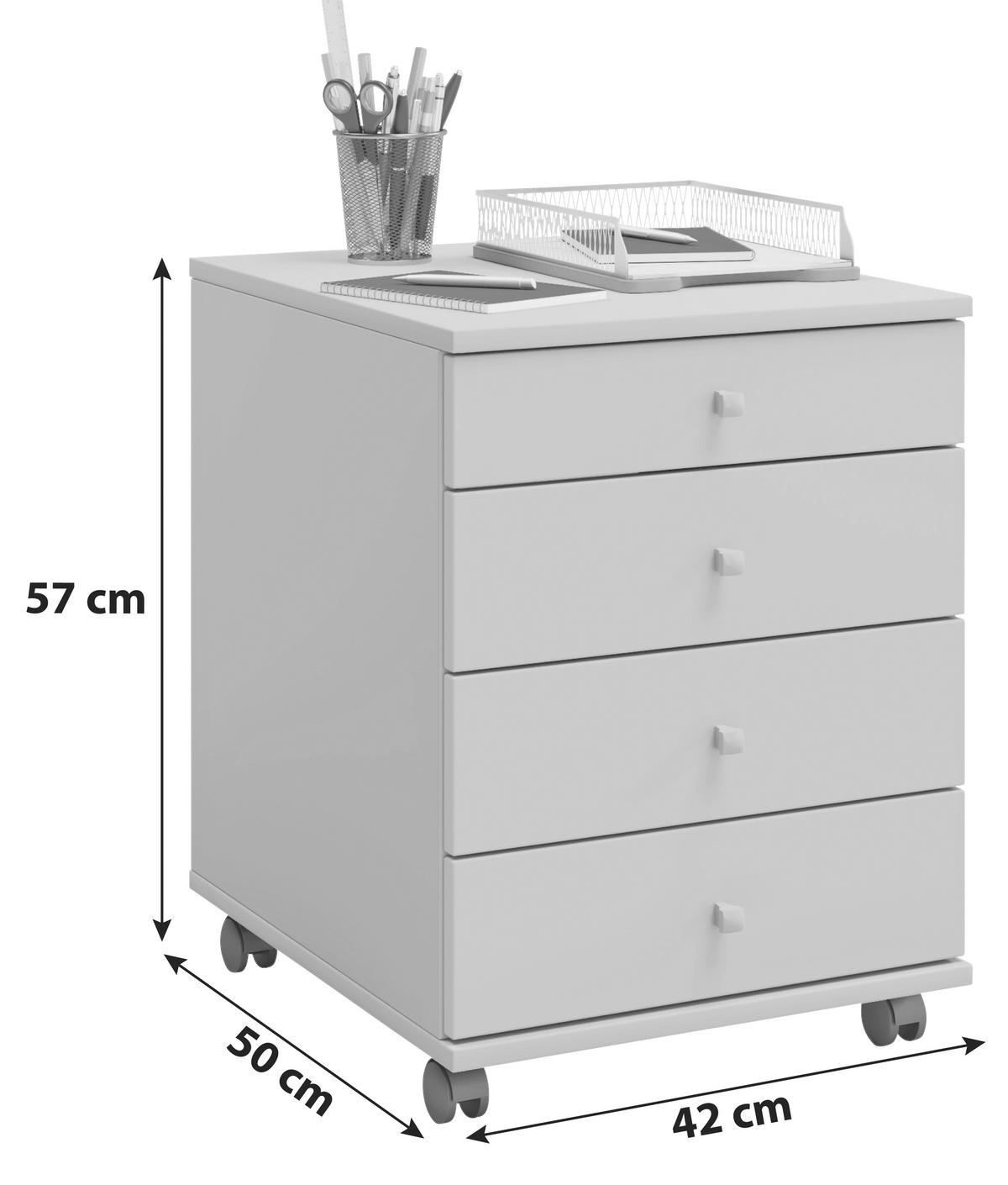 RULLHURTS 42/57/50 cm  - vit/silver, Basics, trämaterial/plast (42/57/50cm) - MID.YOU