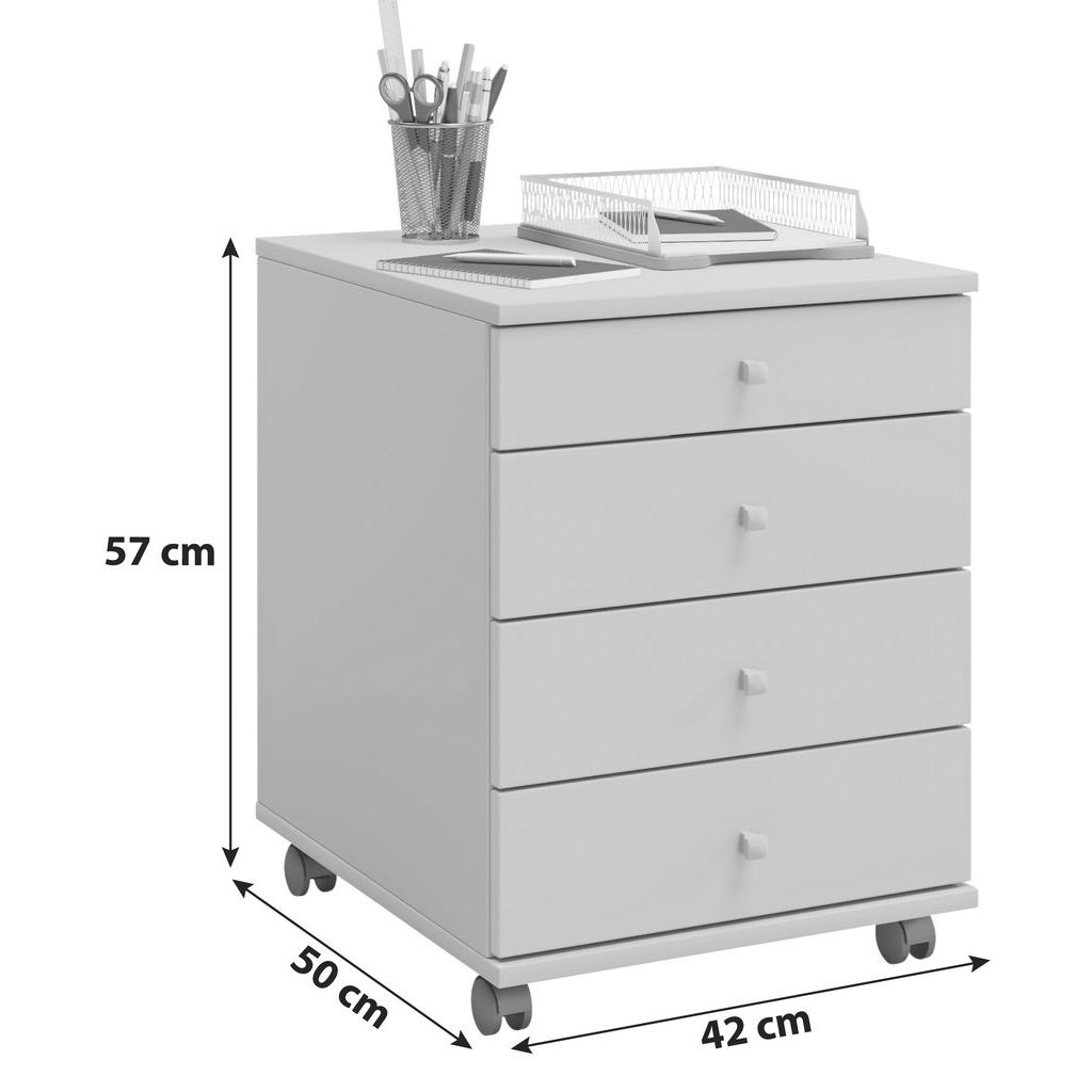 Thumbnail - Mid.you Rollcontainer, Weiß, Kunststoff, 4 Schubladen, 42x57x50 cm, Arbeitszimmer, Container, Rollcontainer