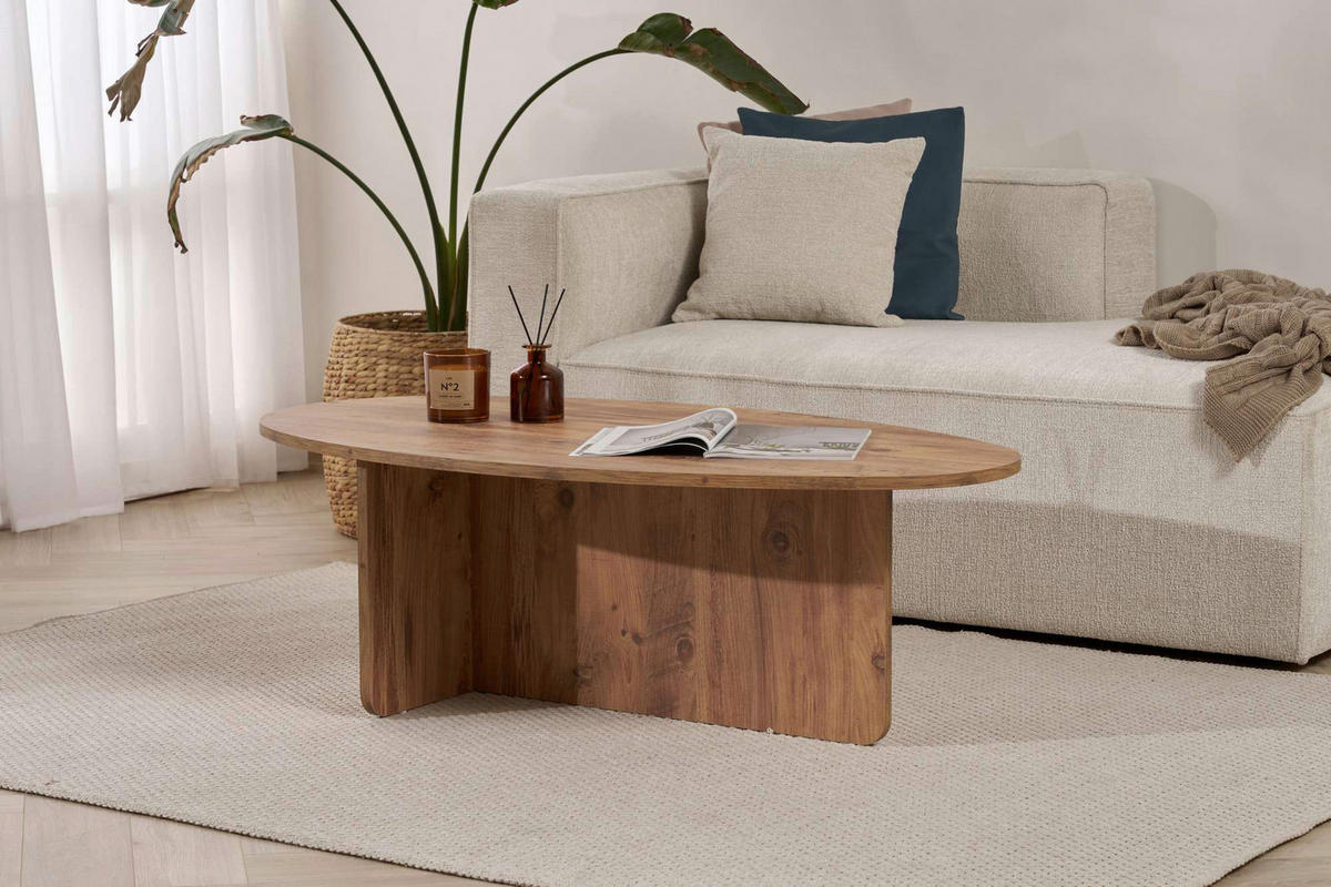 COUCHTISCH 120/40/65 cm Freiform Pinienfarben  - Pinienfarben, Design, Holzwerkstoff (120/40/65cm) - MID.YOU