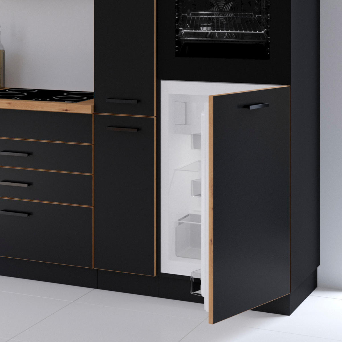 KUHINJSKI BLOK BREZ APARATOV - črna/hrast artisan, Design, umetna masa/leseni material (280cm) - P & B