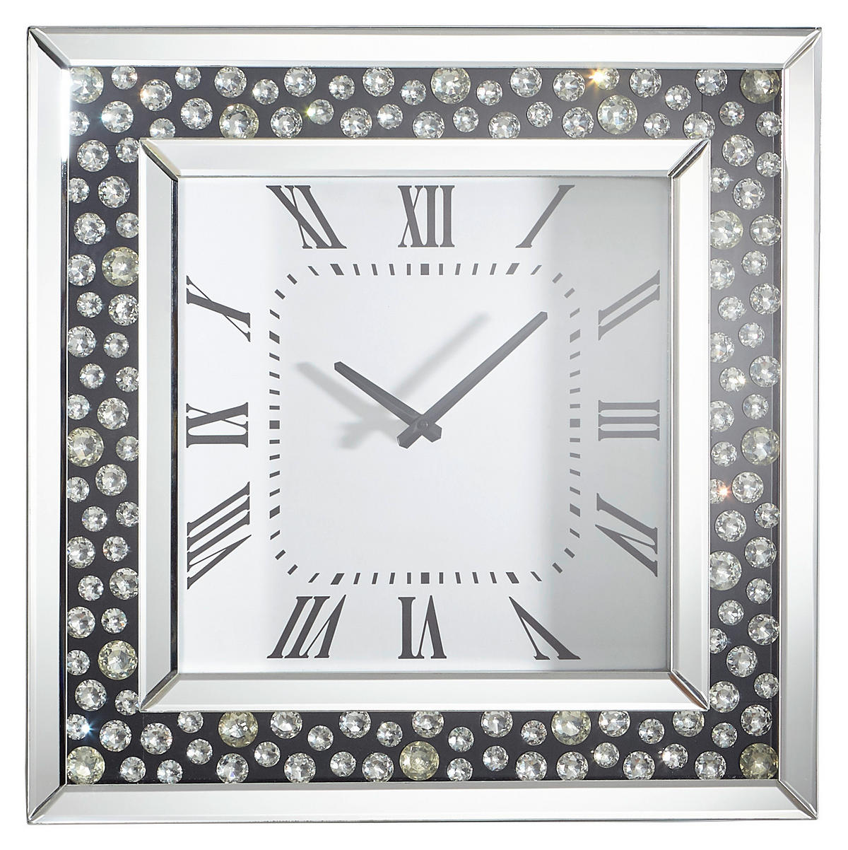 NÁSTĚNNÉ HODINY, černá, barvy stříbra, 50/50/5 cm - černá/barvy stříbra, Design, kompozitní dřevo/sklo (50/50/5cm) - Xora