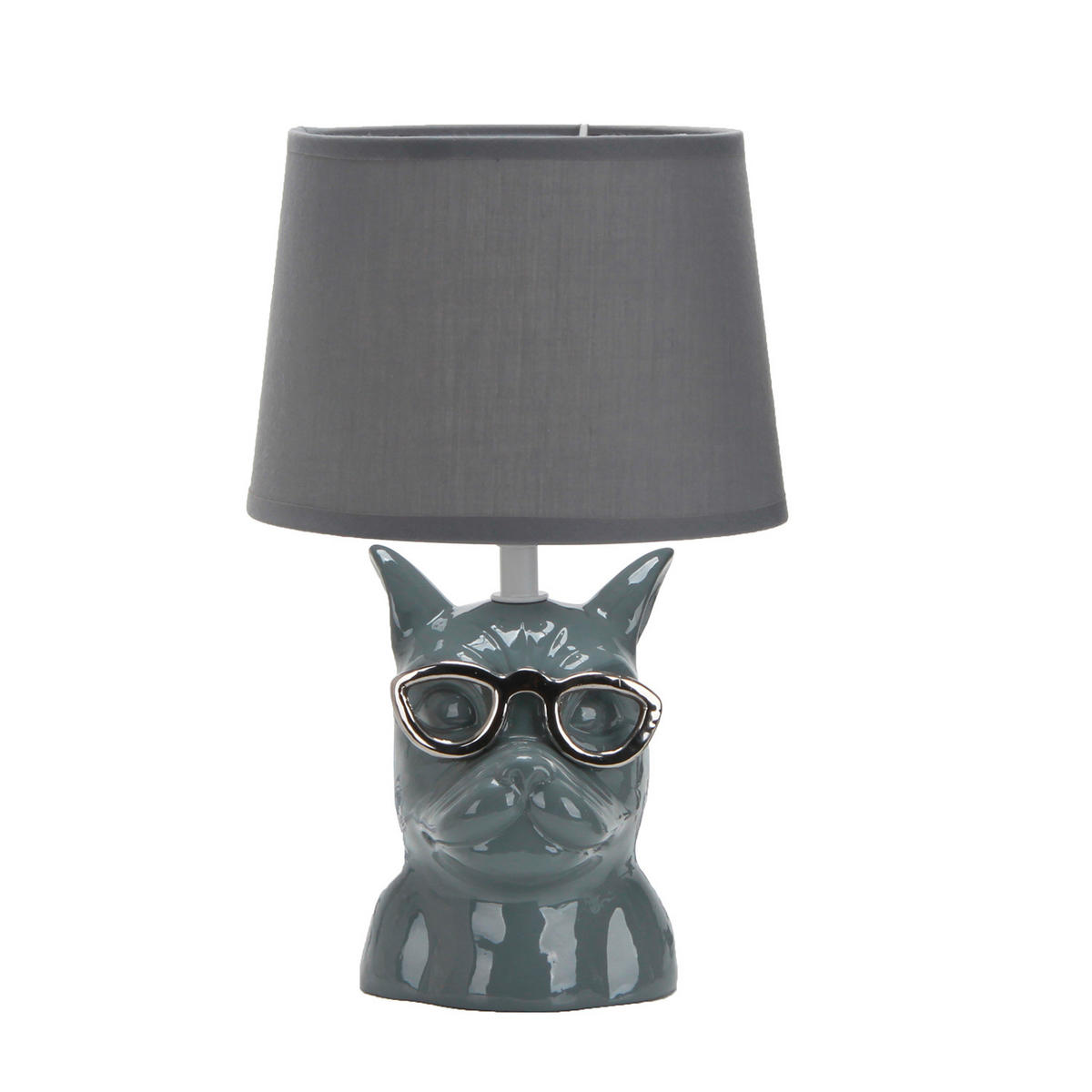 STOLNÍ LAMPA, E14, 18/29 cm  - šedá, Trend, textil/keramika (18/29cm)