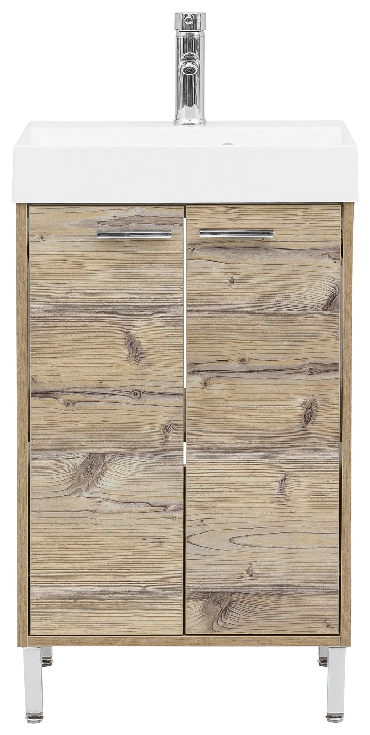 WASCHTISCHKOMBI 50 cm  - Chromfarben/Fichtefarben, KONVENTIONELL, Holzwerkstoff/Stein (50cm) - Stylife