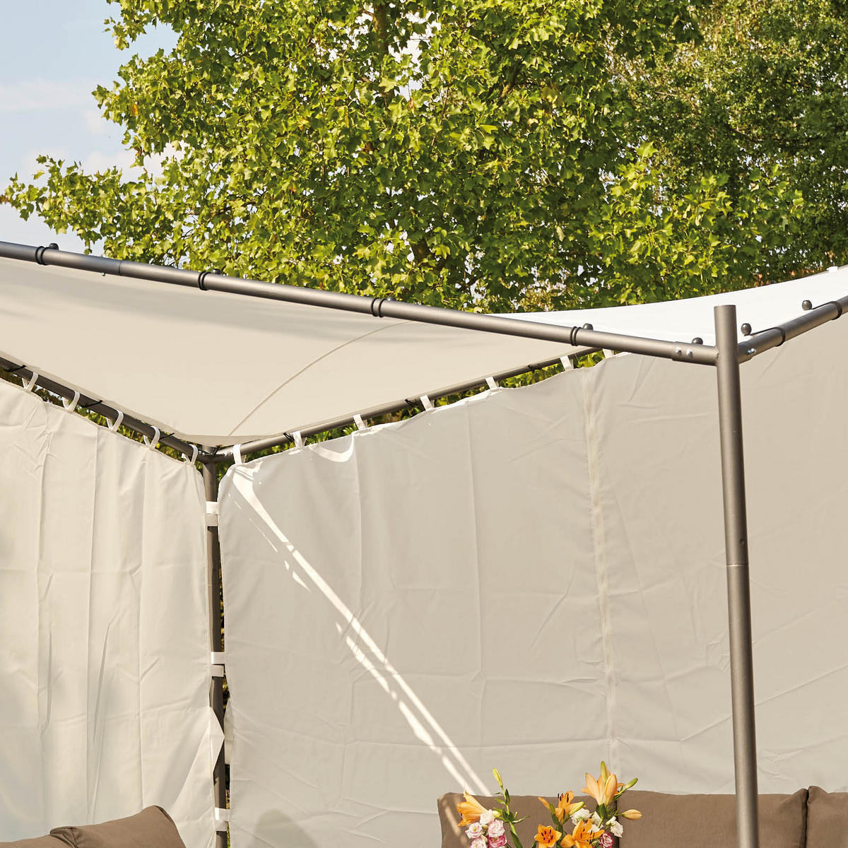 PAVILLON-SEITENTEIL  - Weiß, KONVENTIONELL, Textil (300/256cm) - Siena Garden