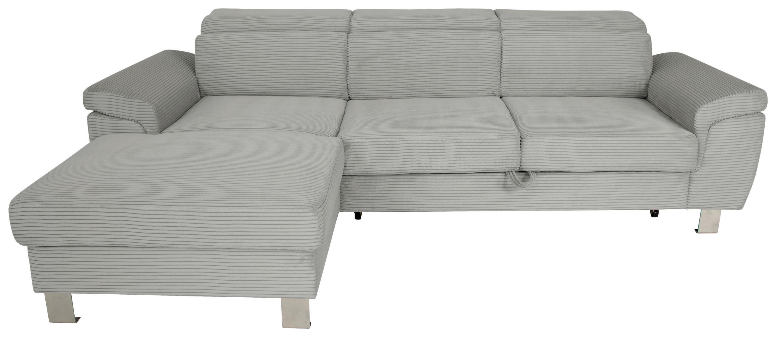 ECKSOFA Cord Grau  - Silberfarben/Grau, Design, Textil/Metall (167/250cm) - Xora