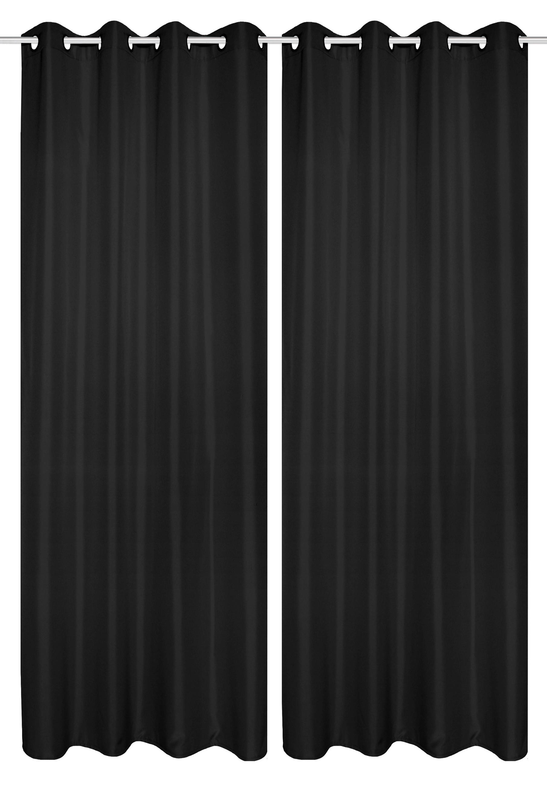 ÖSENSCHAL 2ER SET blickdicht  - Schwarz, Basics, Textil (140/235cm)