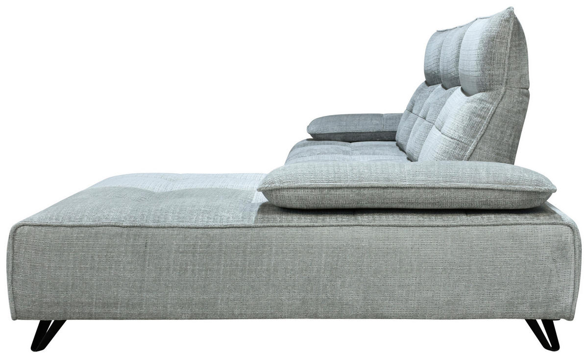 ECKSOFA Hellgrau Chenille  - Hellgrau/Schwarz, Design, Kunststoff/Textil (314/162cm) - Livetastic