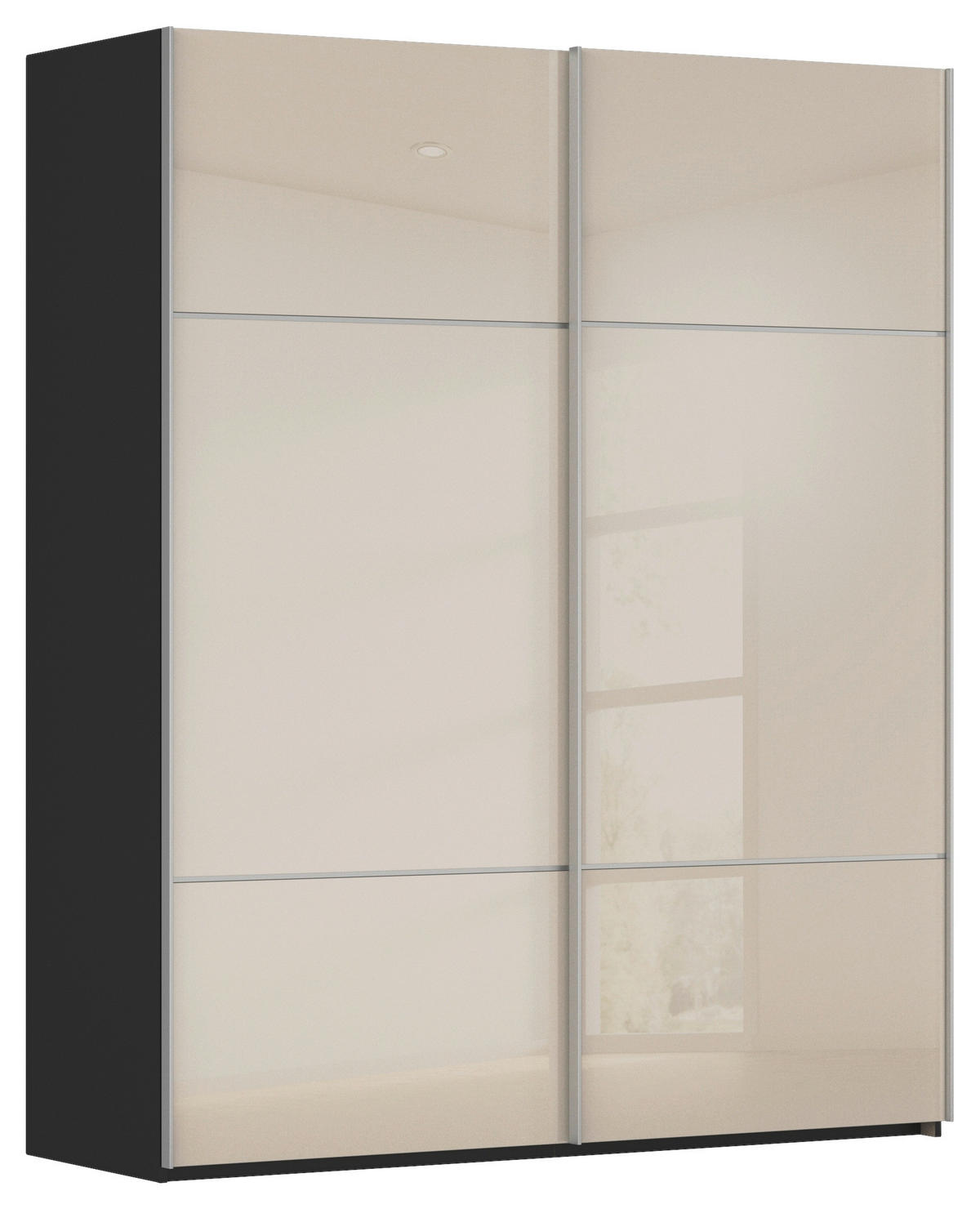 SCHWEBETÜRENSCHRANK in Schwarz, Champagner  - Champagner/Alufarben, Konventionell, Glas/Holzwerkstoff (181/223/67cm) - Novel