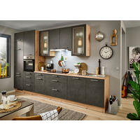 KÜCHENLEERBLOCK 370 cm   in Eichefarben, Mokka  - Edelstahlfarben/Eichefarben, KONVENTIONELL, Holzwerkstoff/Metall (370cm) - Burger