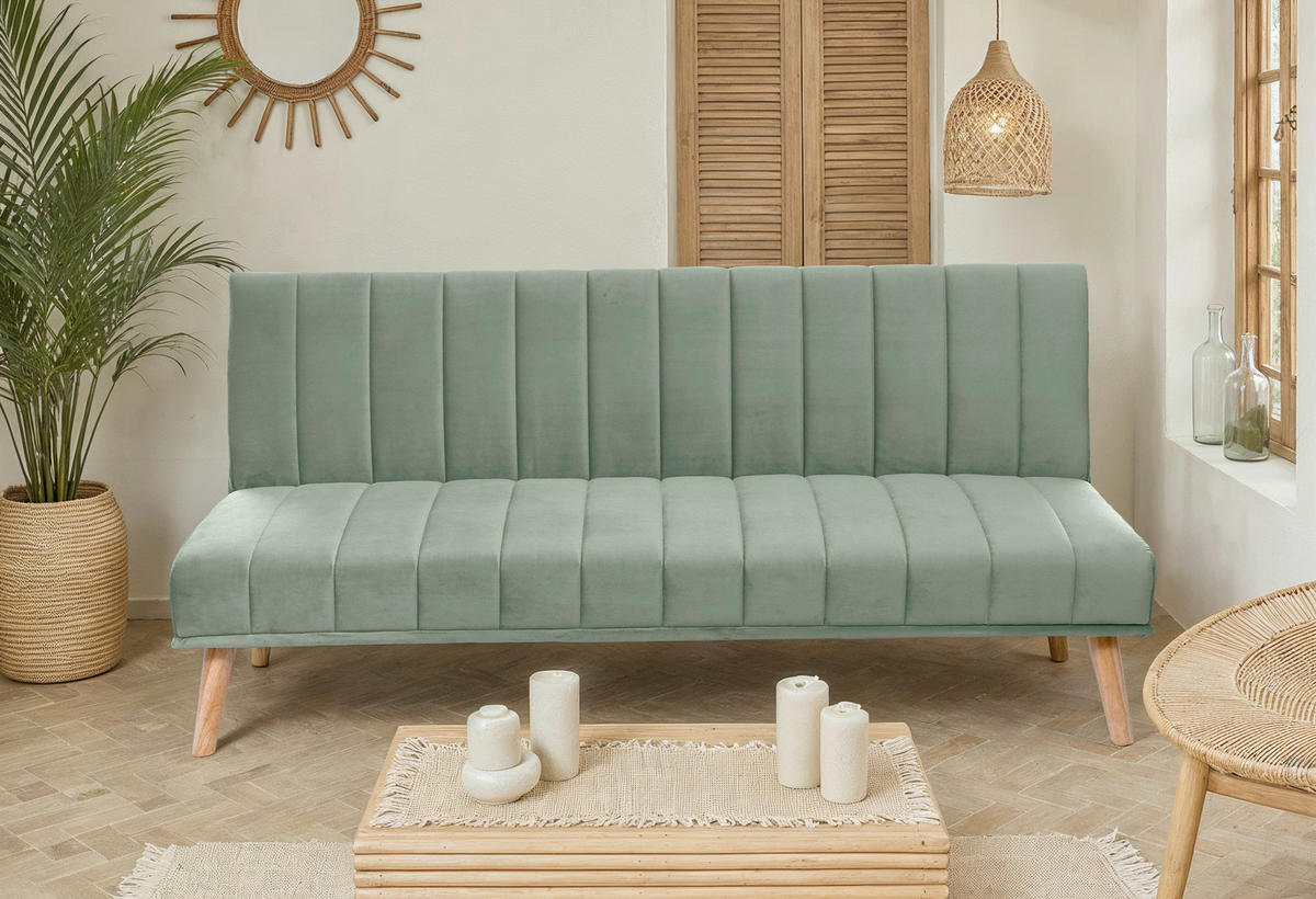 SCHLAFSOFA Samt Mintgrün  - Naturfarben/Mintgrün, Design, Holz/Textil (180/81/86cm) - P & B
