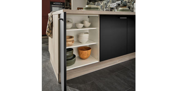 ECKKÜCHE  in Schwarz, Tannenholzfarben  - Tannenholzfarben/Schwarz, Design, Holzwerkstoff/Metall (121,6/280/150cm) - Xora