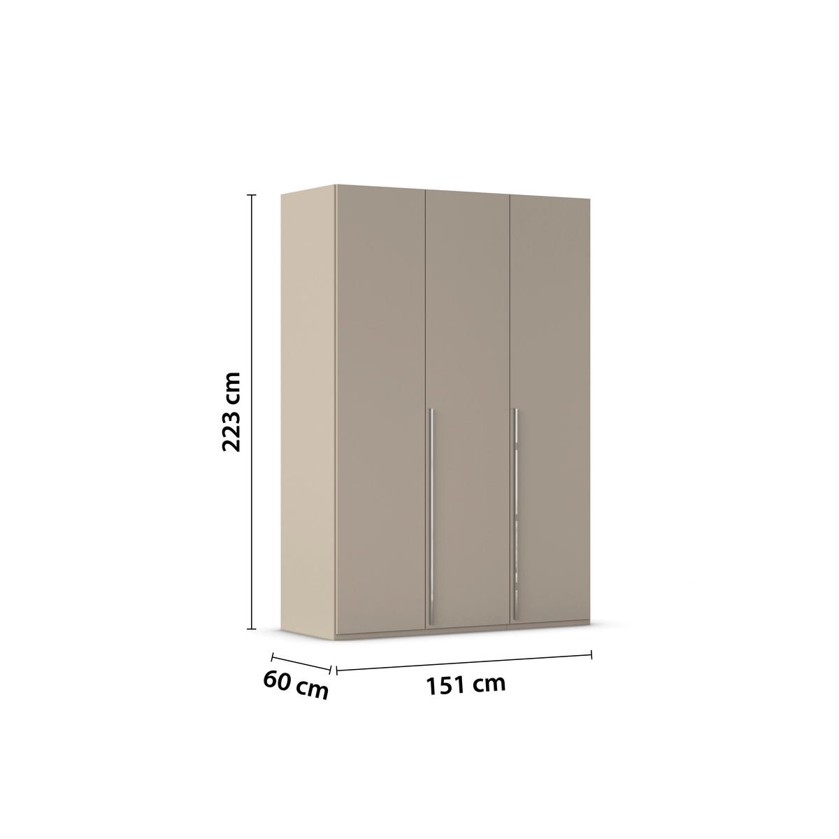 DREHTÜRENSCHRANK 151/223/60 cm 3-türig Fango  - Chromfarben/Fango, Design, Holzwerkstoff/Metall (151/223/60cm) - home24