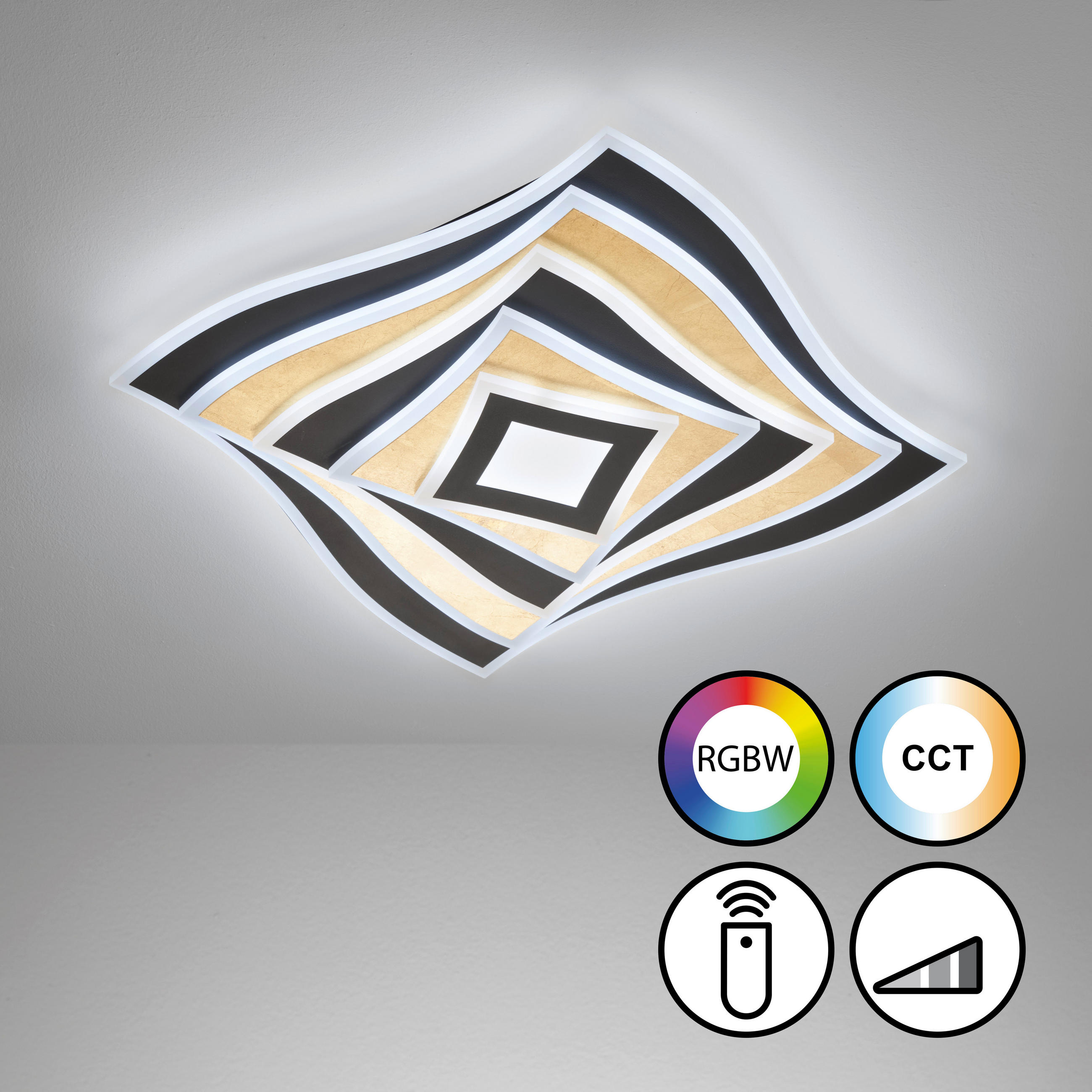 LED-DECKENLEUCHTE 50/50/7,6 cm   - Schwarz, Design, Metall (50/50/7,6cm) - Fischer & Honsel