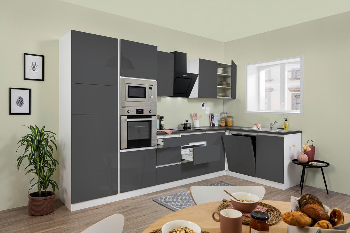 ECKKÜCHE 345/172 cm  in Weiß  - Weiß/Grau, MODERN, Holzwerkstoff (345/172cm) - Respekta