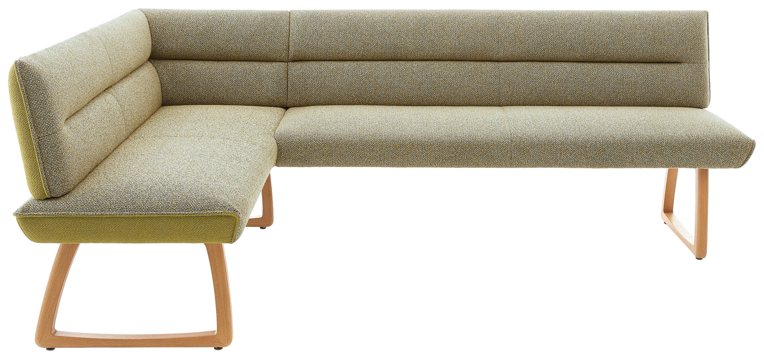 ECKBANK 162/237 cm Flachgewebe Grün Holz   - Eichefarben/Gelb, Design, Holz/Textil (162/237cm) - Koinor