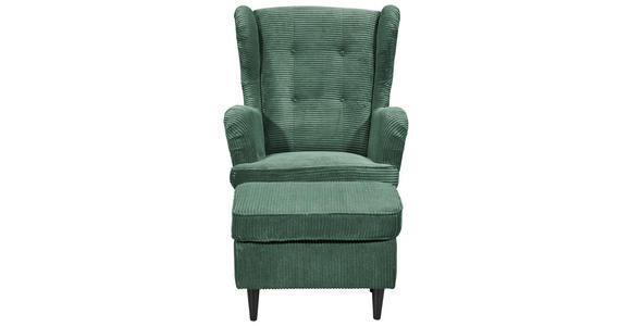 OHRENSESSEL Cord Dunkelgrün  - Dunkelgrün/Schwarz, Basics, Holz/Textil (78/102/98cm) - Carryhome