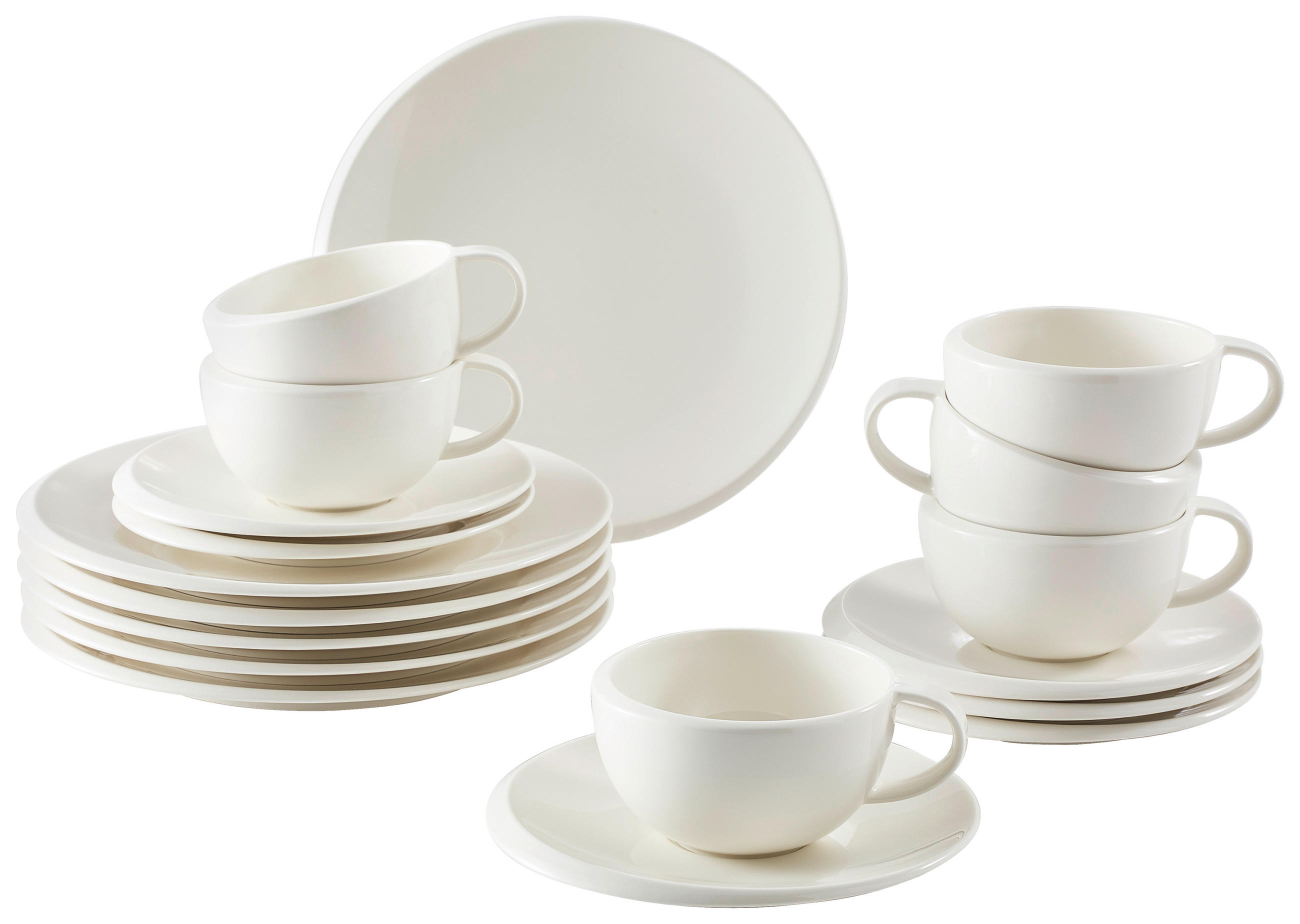 KAFFEESERVICE Weiß New Moon 18-teilig  - Weiß, KONVENTIONELL, Keramik - Villeroy & Boch