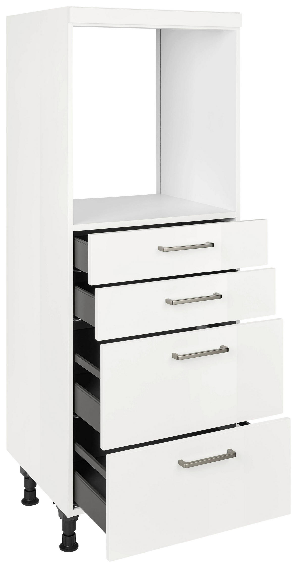 GERÄTEUMBAUSCHRANK 60/168/58 cm  in Weiß Hochglanz  - Edelstahlfarben/Weiß Hochglanz, MODERN, Holzwerkstoff/Metall (60/168/58cm) - Nobilia