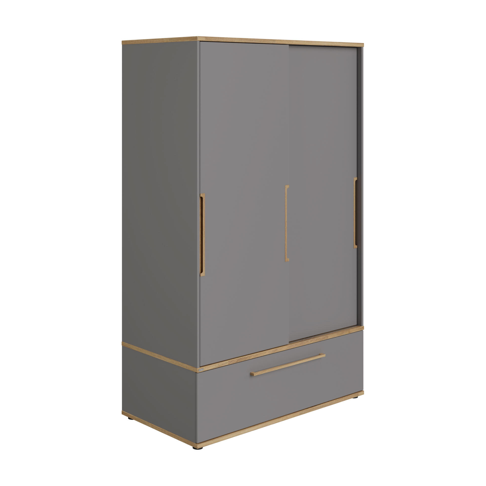  SCHIEBETÜRENSCHRANK 124/200/62 cm 2-türig  - Eichefarben/Grau, Design, Holz/Holzwerkstoff (124/200/62cm) - Paidi