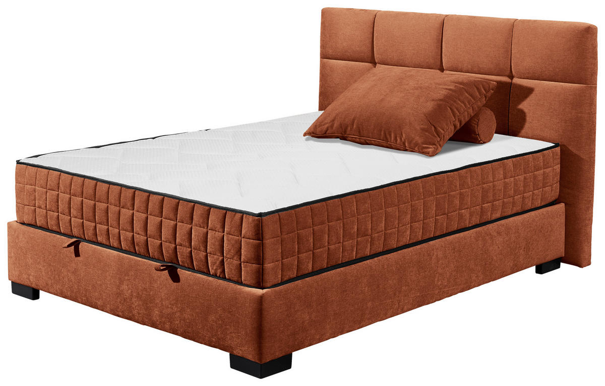 BOXBETT 140/200 cm  in Cognac  - Cognac/Schwarz, Modern, Holzwerkstoff/Kunststoff (140/200cm) - MID.YOU