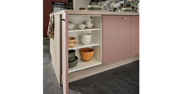 ECKKÜCHE  in Rosa, Tannenholzfarben  - Tannenholzfarben/Schwarz, Design, Holzwerkstoff/Metall (150/280/121,6cm) - Xora